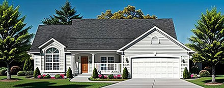 One-Story Ranch Elevation of Plan 62558