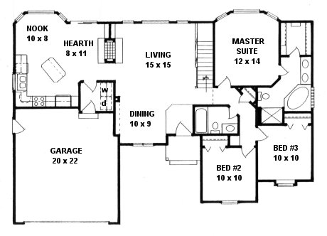 European One-Story Level One of Plan 62559