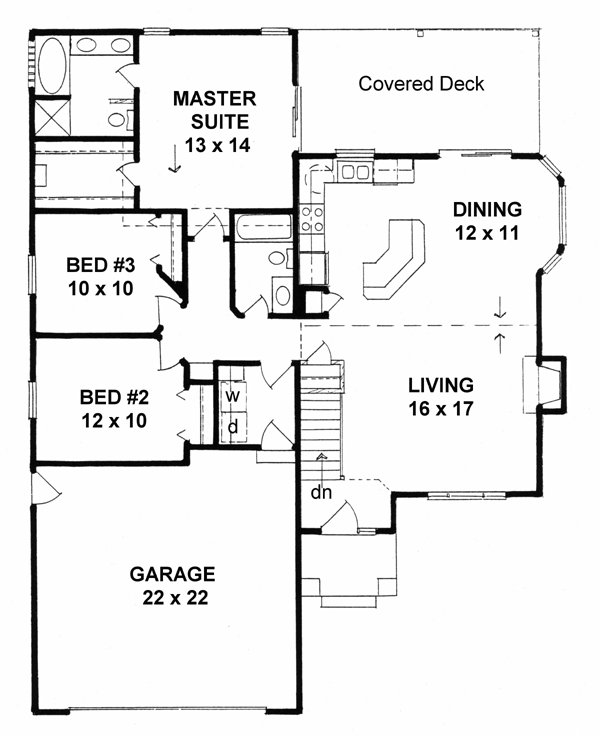 One-Story Traditional Level One of Plan 62560