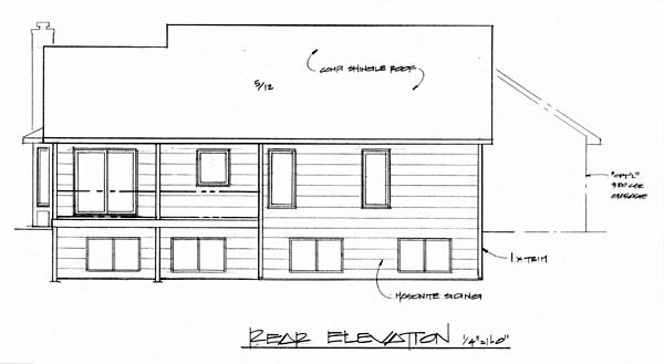 One-Story Traditional Rear Elevation of Plan 62560