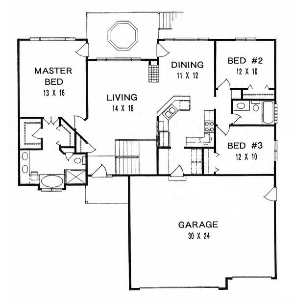 One-Story Traditional Level One of Plan 62565