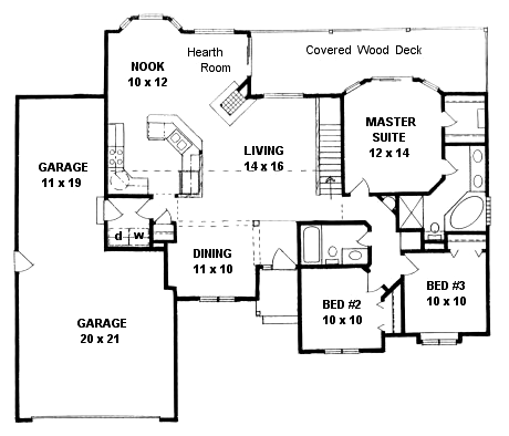 One-Story Traditional Level One of Plan 62567