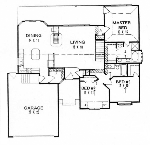 One-Story Traditional Level One of Plan 62569
