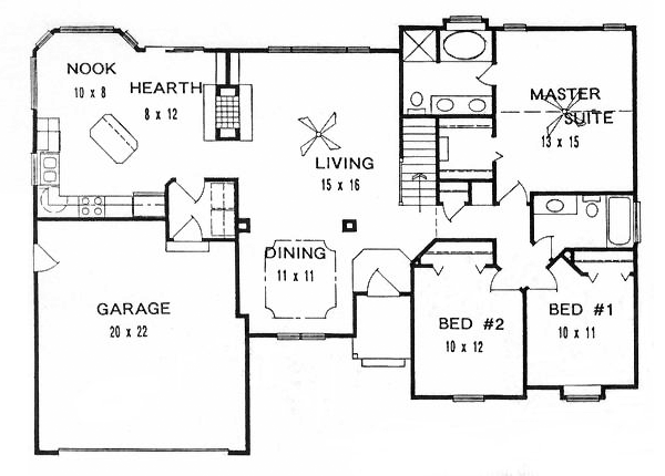 One-Story Traditional Level One of Plan 62570