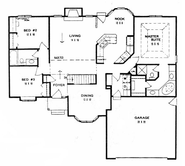 One-Story Traditional Level One of Plan 62572