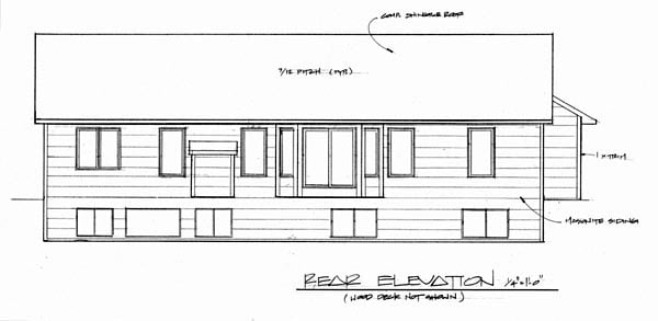 One-Story Traditional Rear Elevation of Plan 62573