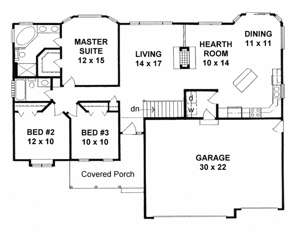 Country One-Story Level One of Plan 62574