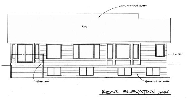 Country One-Story Rear Elevation of Plan 62574