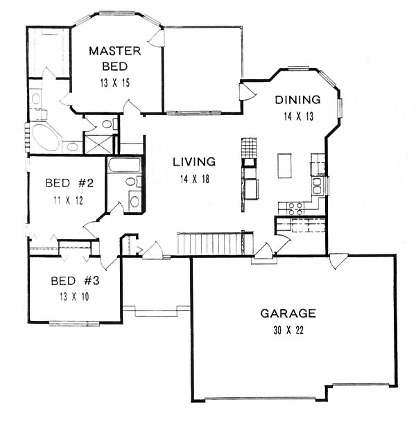 One-Story Traditional Level One of Plan 62575