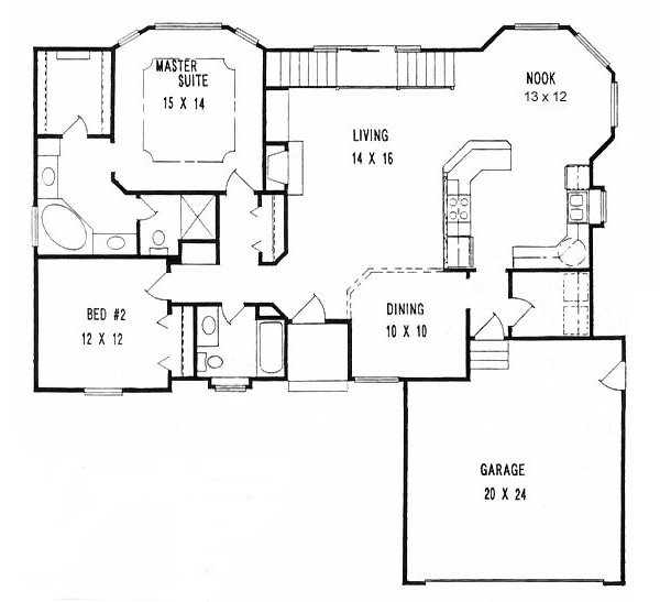 One-Story Traditional Level One of Plan 62578