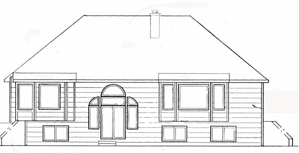 One-Story Traditional Rear Elevation of Plan 62578