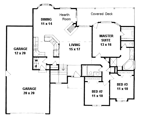 One-Story Traditional Level One of Plan 62579