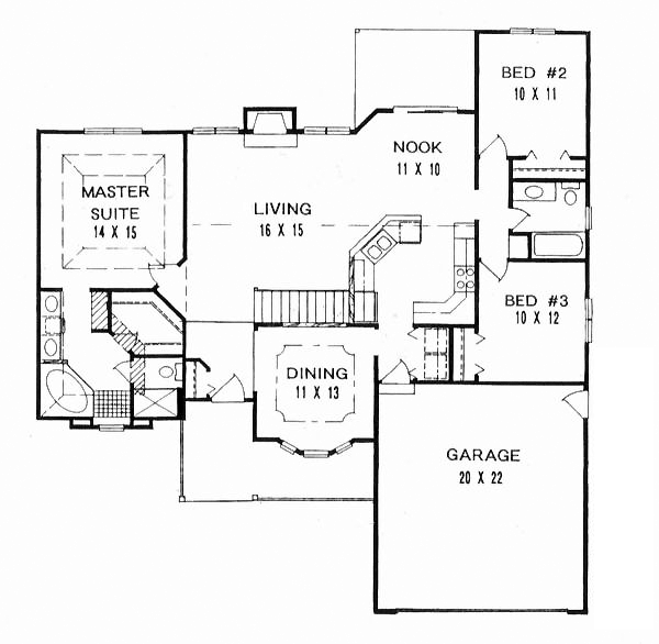 One-Story Ranch Level One of Plan 62582
