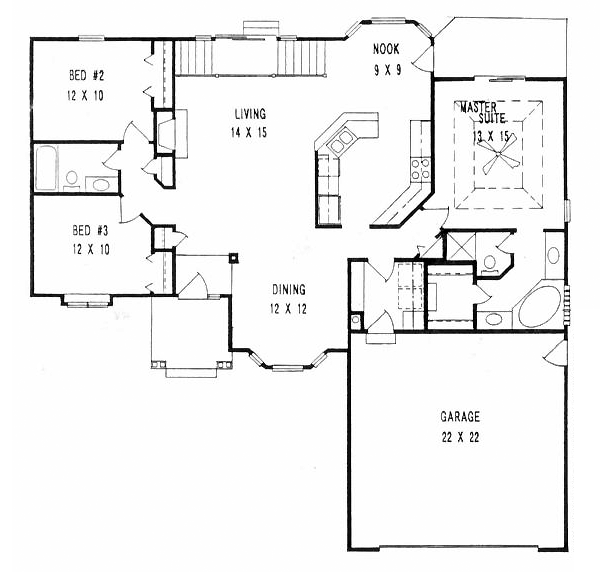 One-Story Traditional Level One of Plan 62584