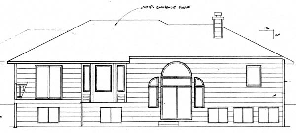 One-Story Traditional Rear Elevation of Plan 62584