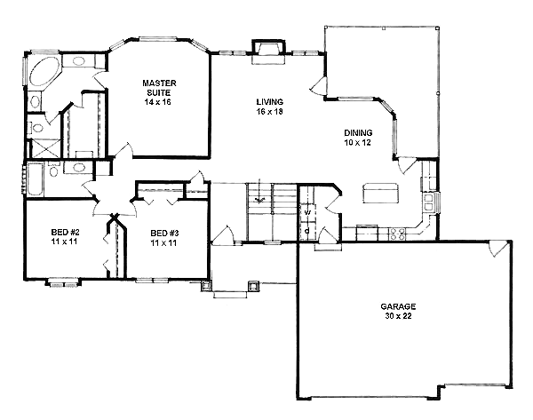 One-Story Traditional Level One of Plan 62585
