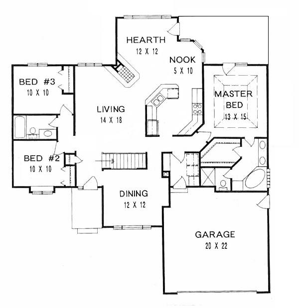 One-Story Traditional Level One of Plan 62593