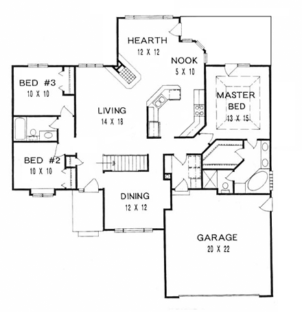 House Plan 62593 First Level Plan