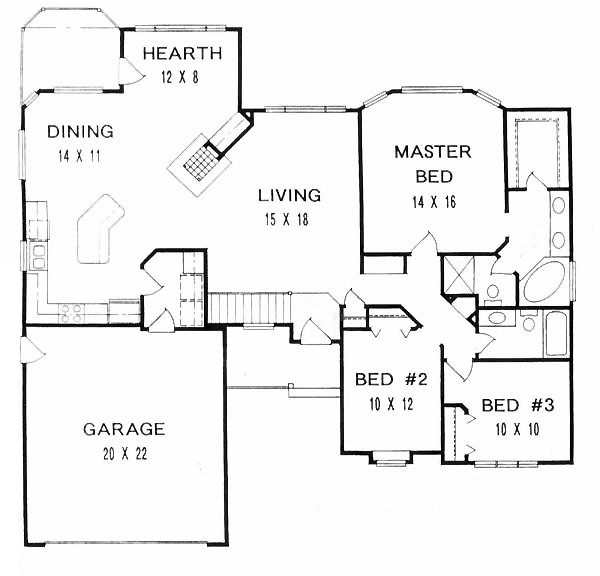 One-Story Traditional Level One of Plan 62595