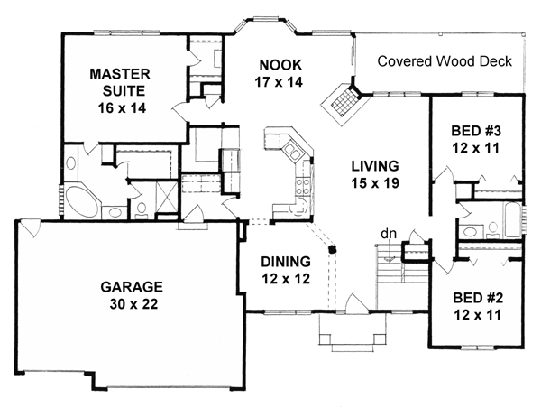 One-Story Traditional Level One of Plan 62599