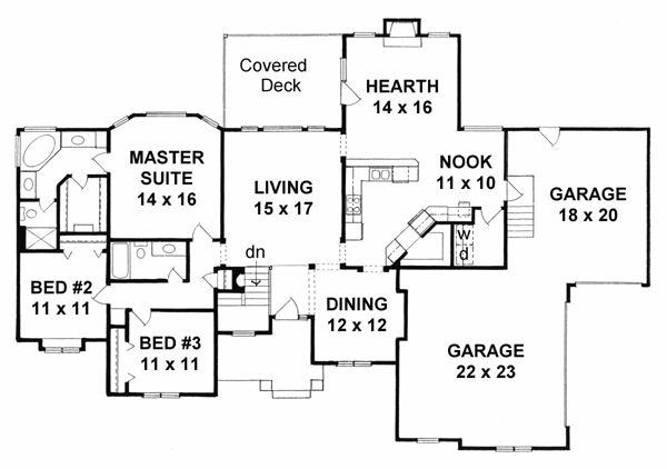 One-Story Traditional Level One of Plan 62600