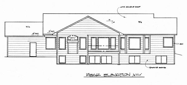 One-Story Traditional Rear Elevation of Plan 62600