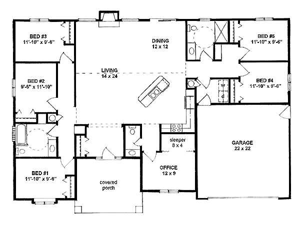 One-Story Traditional Level One of Plan 62602