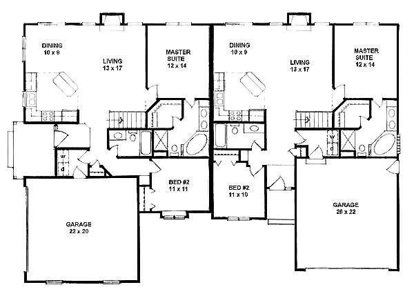 One-Story Traditional Level One of Plan 62603