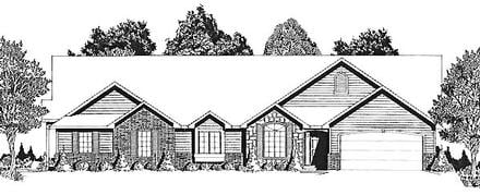 One-Story Traditional Elevation of Plan 62604