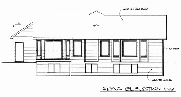 Traditional Rear Elevation of Plan 62608