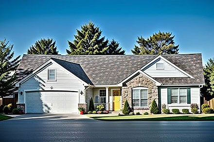Ranch Traditional Elevation of Plan 62609