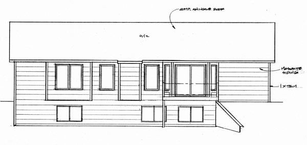 Ranch Traditional Rear Elevation of Plan 62609