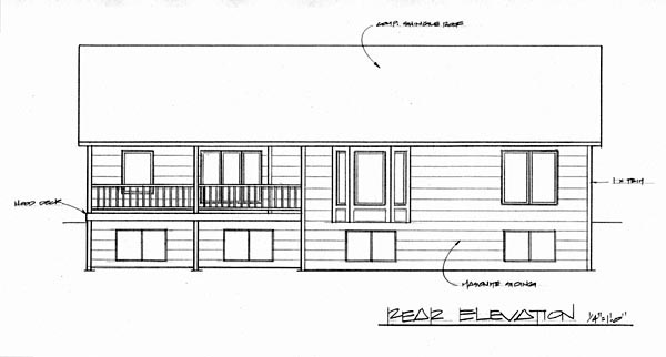 Traditional Rear Elevation of Plan 62611