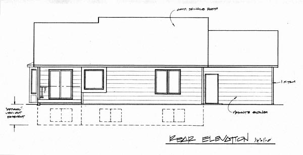 Traditional Rear Elevation of Plan 62613