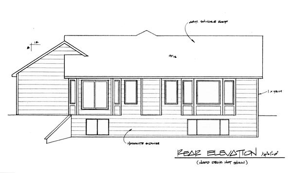 Traditional Rear Elevation of Plan 62614