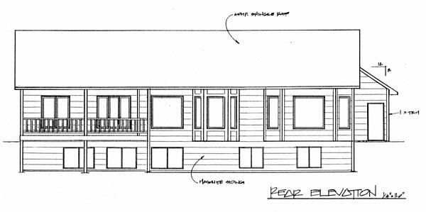 Traditional Rear Elevation of Plan 62615