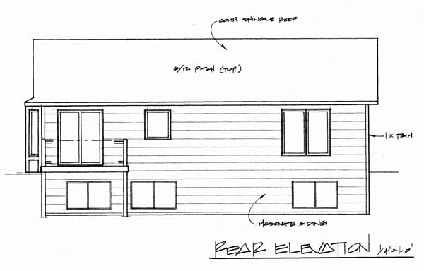 Traditional Rear Elevation of Plan 62617