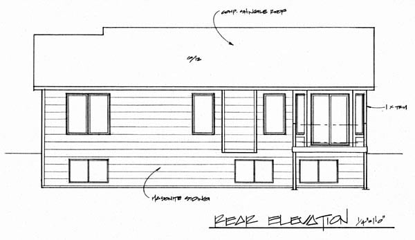 Traditional Rear Elevation of Plan 62618