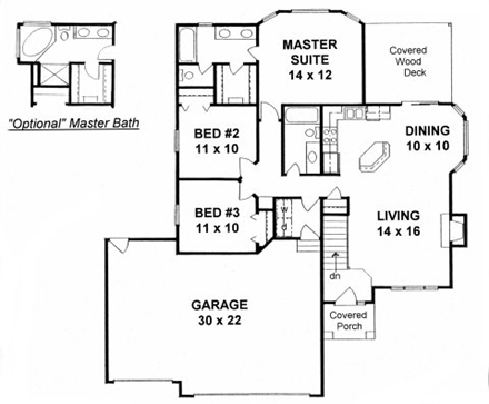 House Plan 62619 First Level Plan