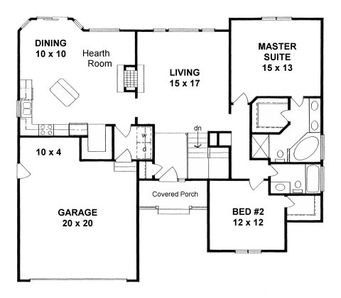 Ranch Traditional Level One of Plan 62622