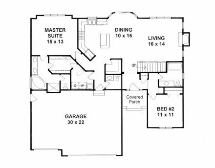 House Plan 62638 First Level Plan