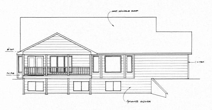 Traditional Rear Elevation of Plan 62639