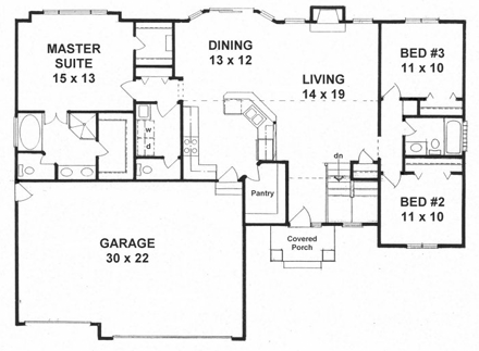 House Plan 62643 First Level Plan