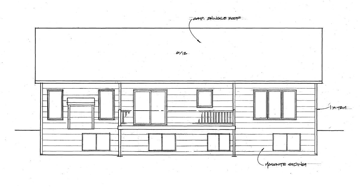 Traditional Rear Elevation of Plan 62644