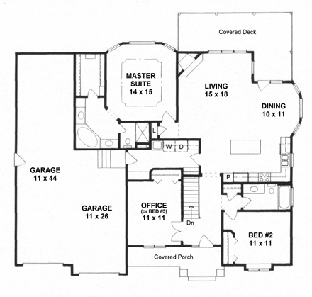 House Plan 62645 First Level Plan