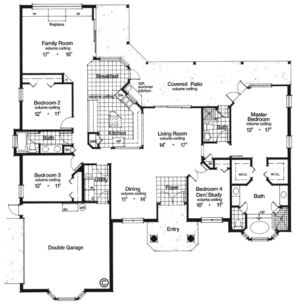 Florida Mediterranean One-Story Level One of Plan 63005