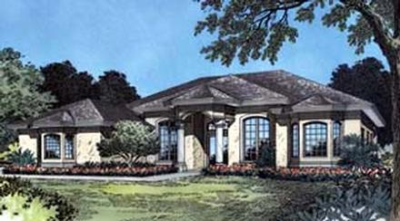 Florida Mediterranean One-Story Elevation of Plan 63005