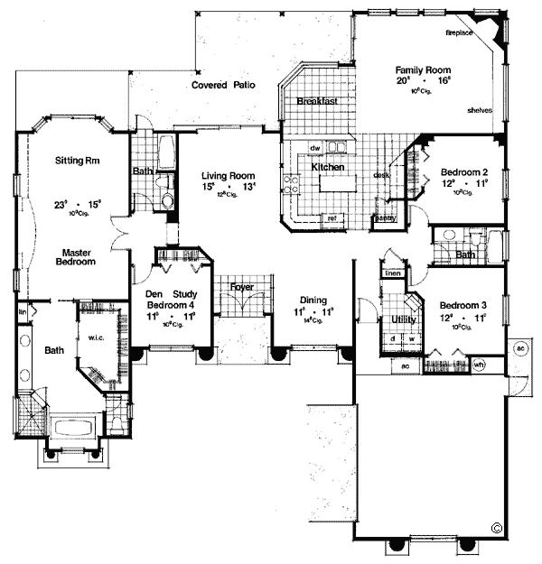 Mediterranean One-Story Level One of Plan 63011