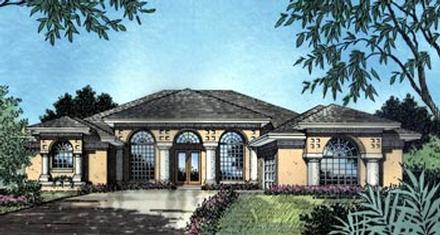 Mediterranean One-Story Elevation of Plan 63011