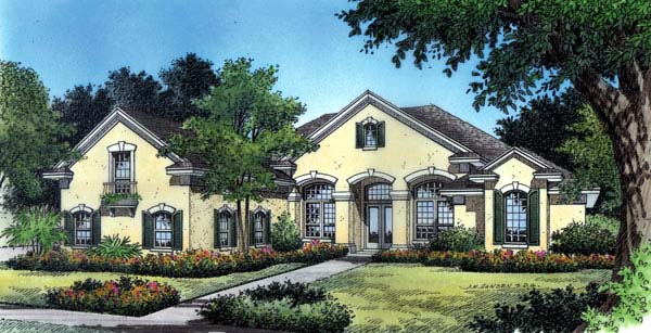 Mediterranean Plan with 2713 Sq. Ft., 3 Bedrooms, 3 Bathrooms, 2 Car Garage Elevation